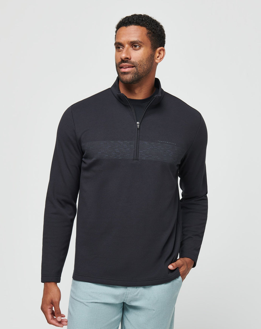Upgraded Fleece Chest Stripe Quarter Zip - Travis Mathew