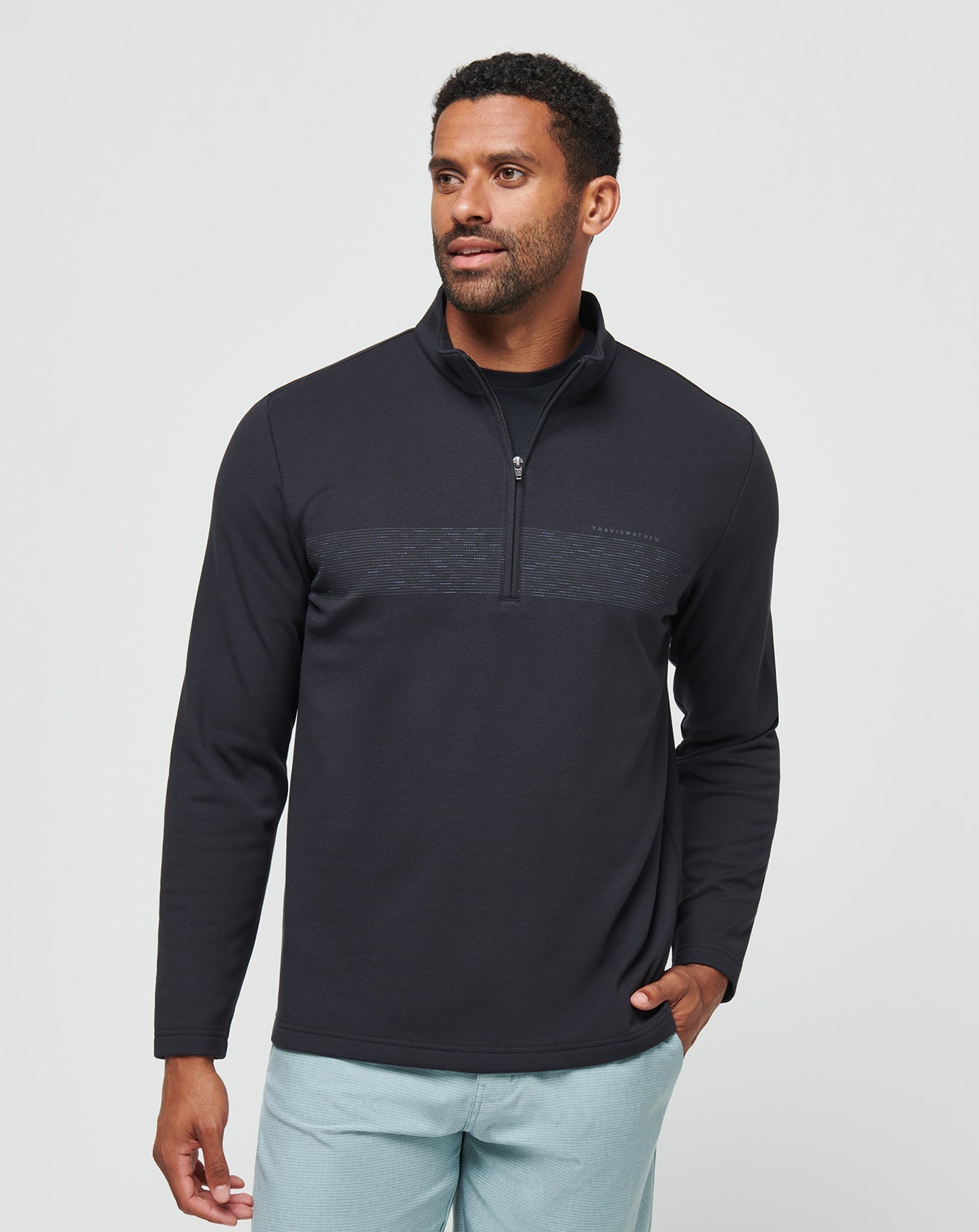 Upgraded Fleece Chest Stripe Quarter Zip - Travis Mathew
