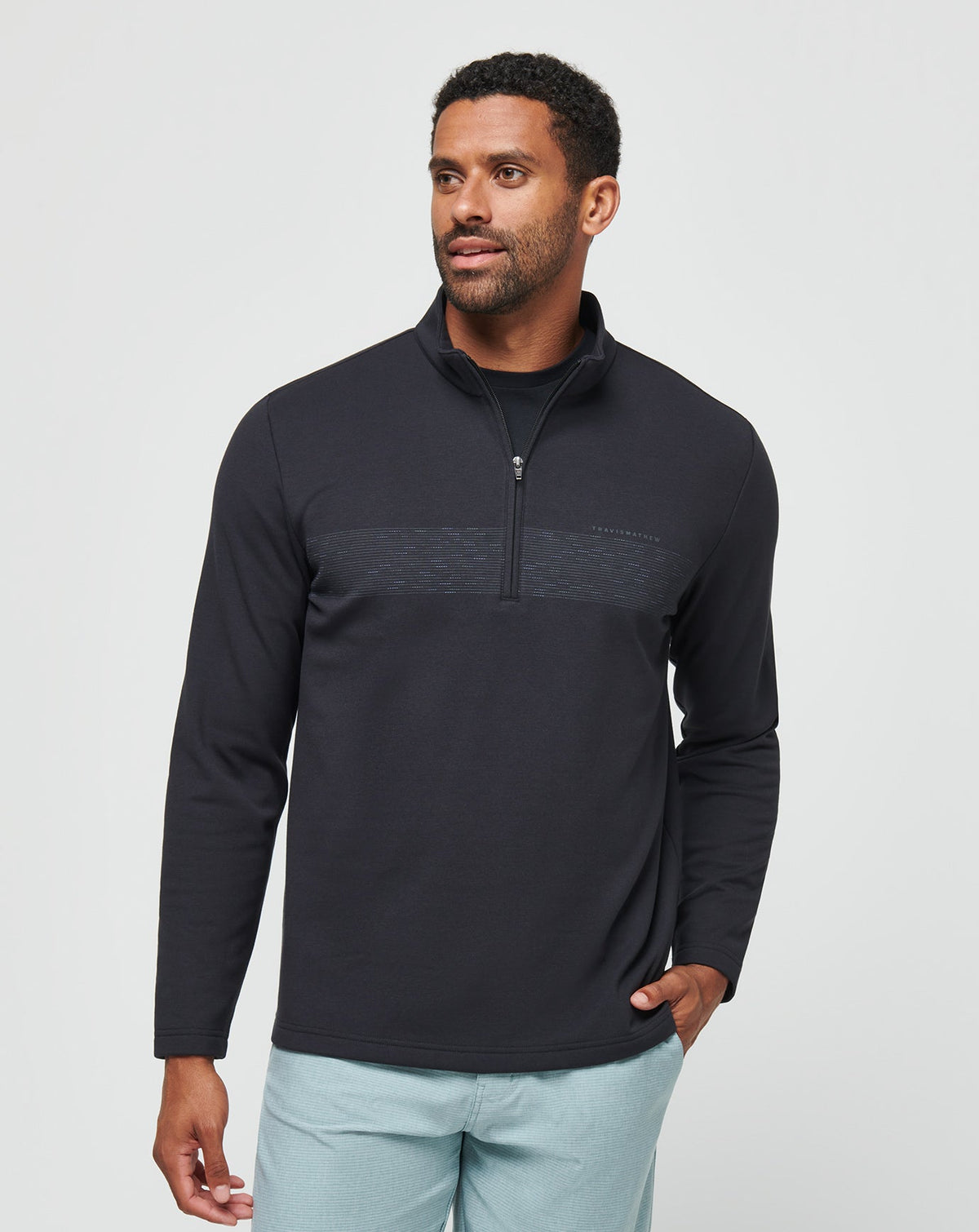 Upgraded Fleece Chest Stripe Quarter Zip - Travis Mathew