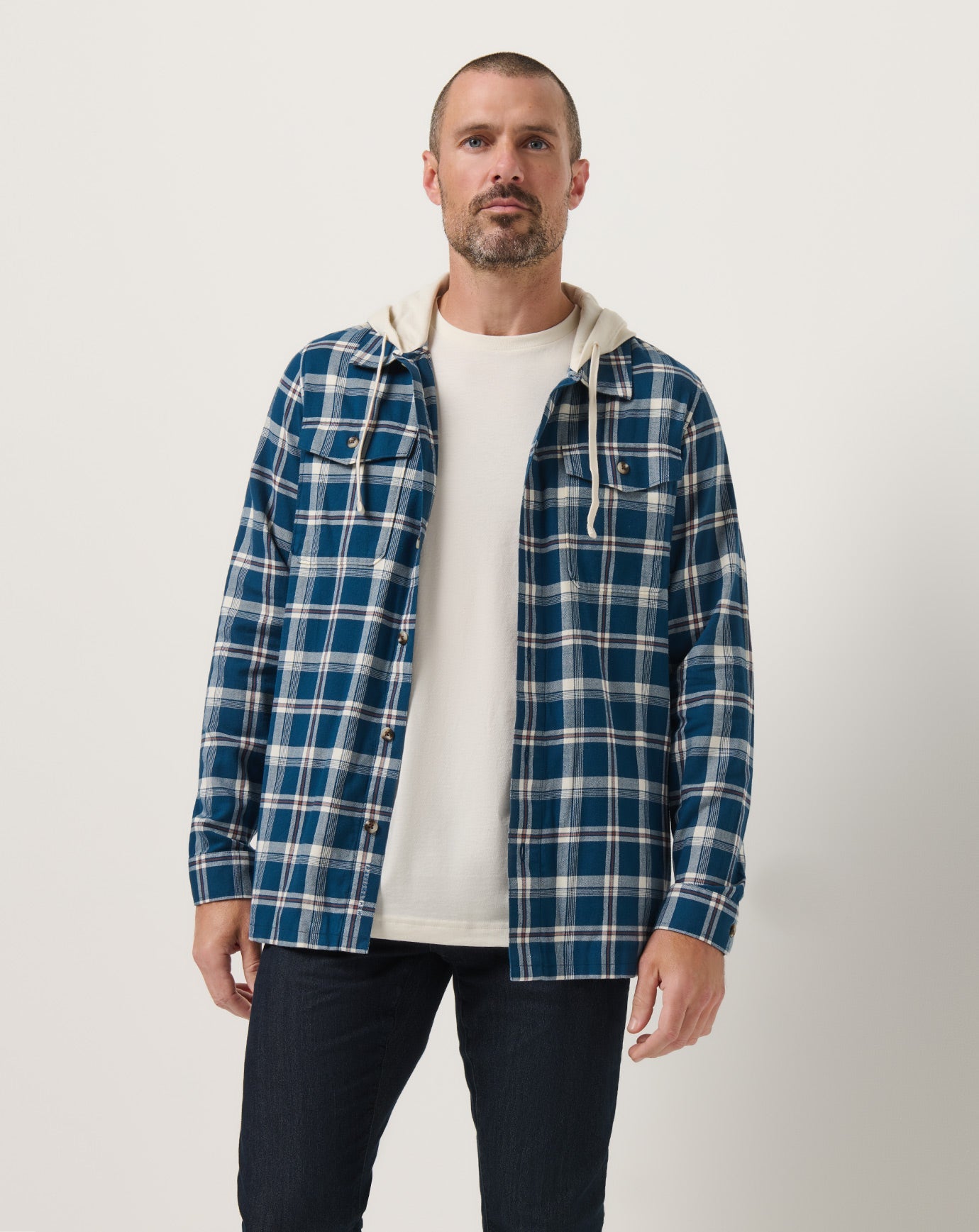 Cloud Flannel Hooded Button-Up - Travis Mathew