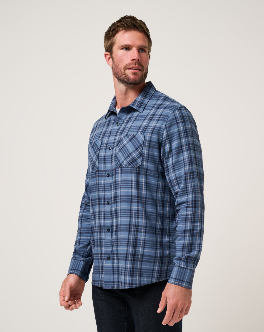 Cloud Flannel Plaid Button-Up - Travis Mathew