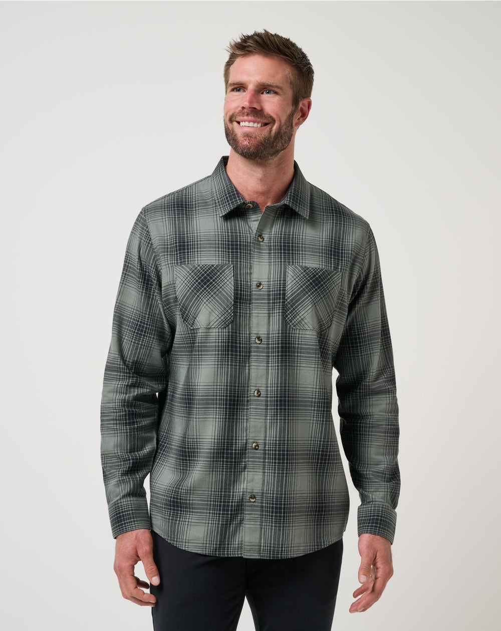 Cloud Flannel Plaid Button-Up - Travis Mathew