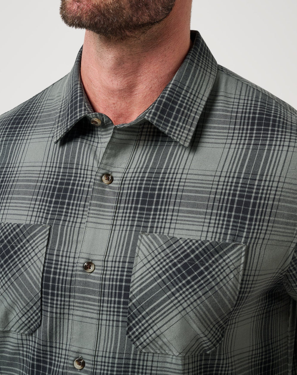 Cloud Flannel Plaid Button-Up - Travis Mathew