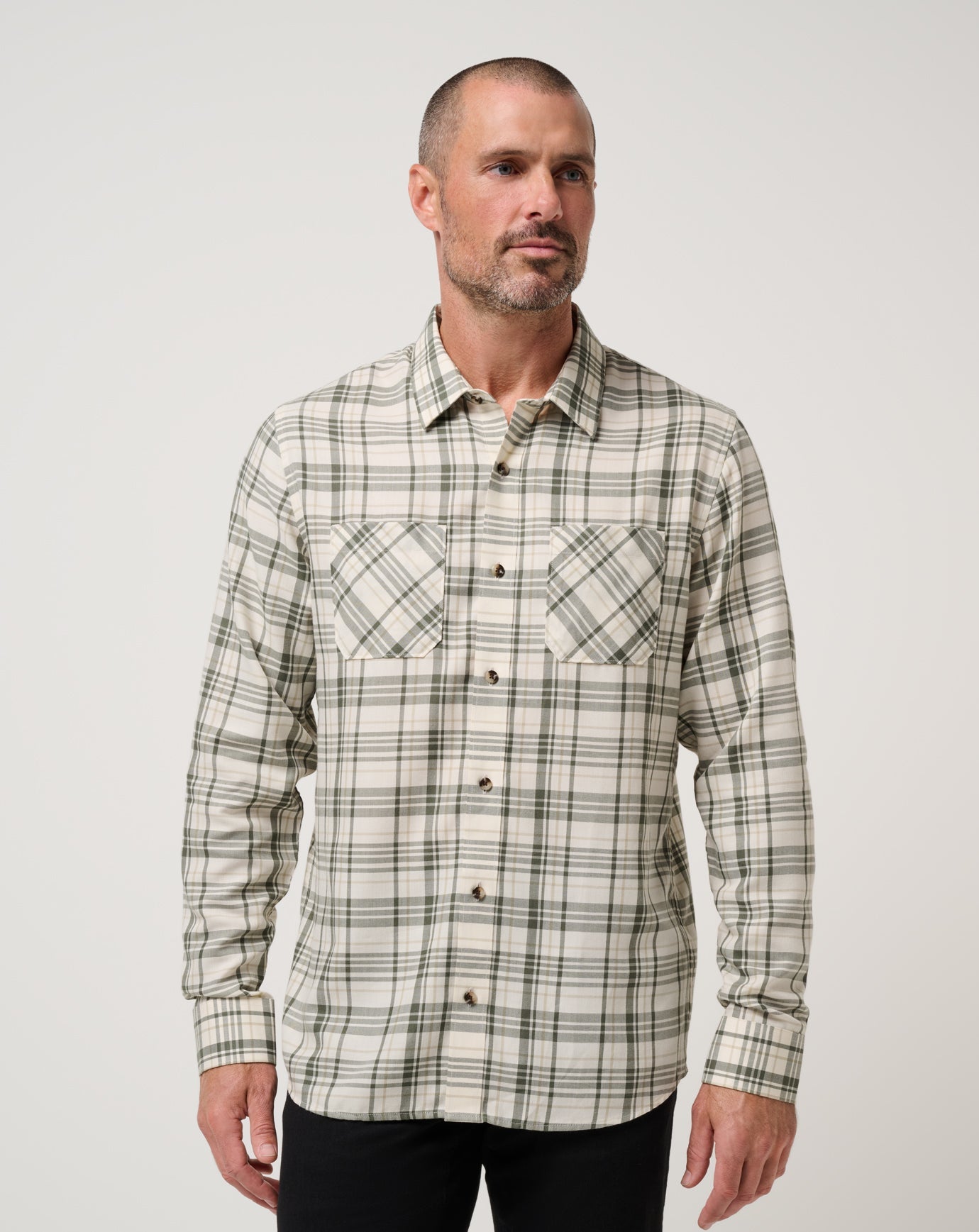 Cloud Flannel Plaid Button-Up - Travis Mathew