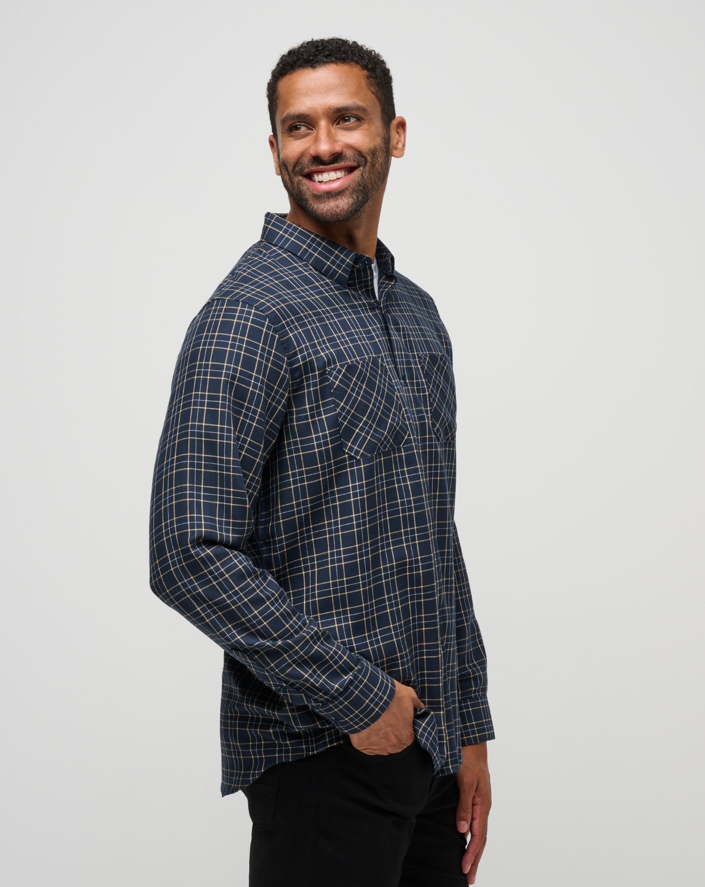 Cloud Flannel Plaid Button-Up - Travis Mathew
