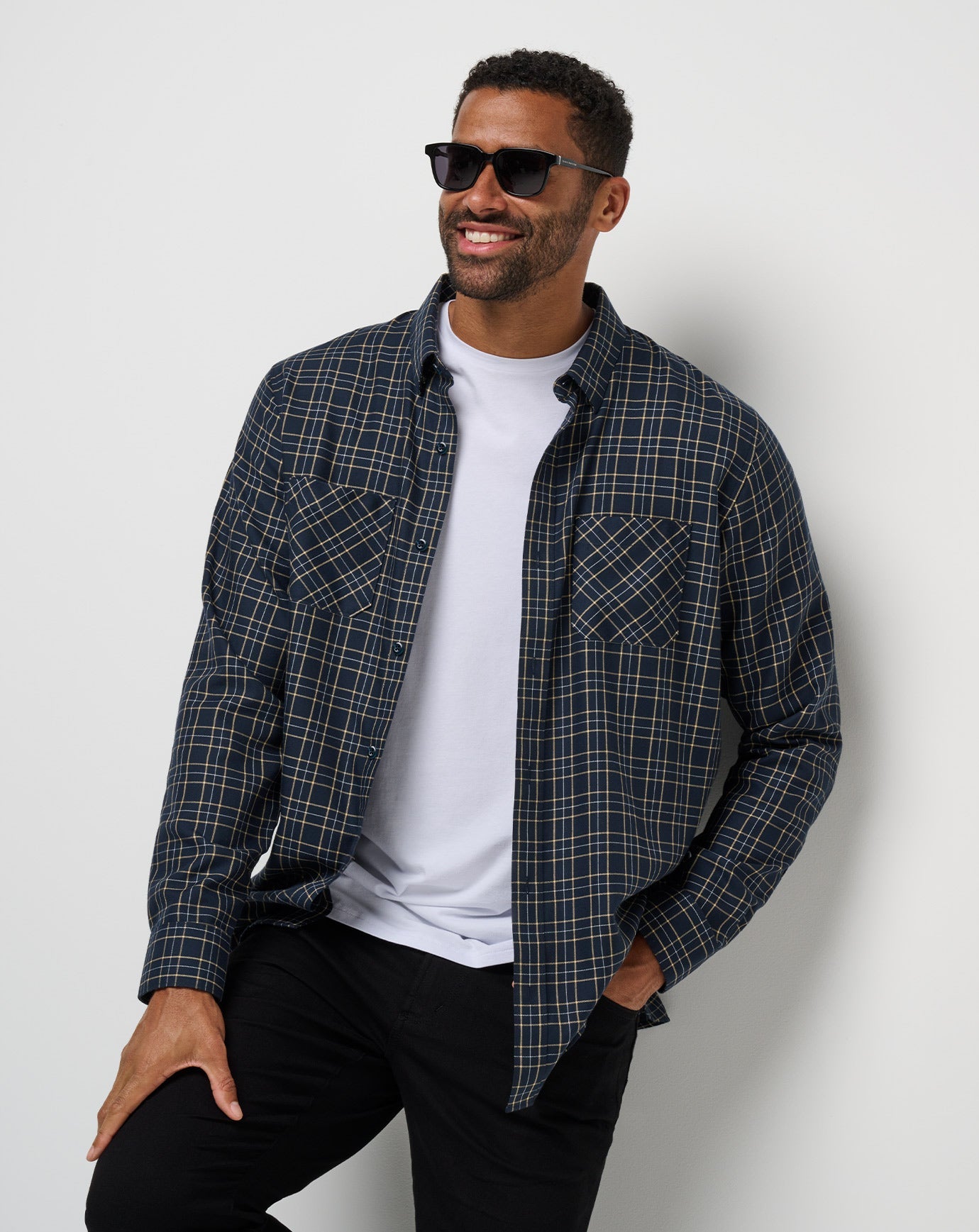 Cloud Flannel Plaid Button-Up - Travis Mathew