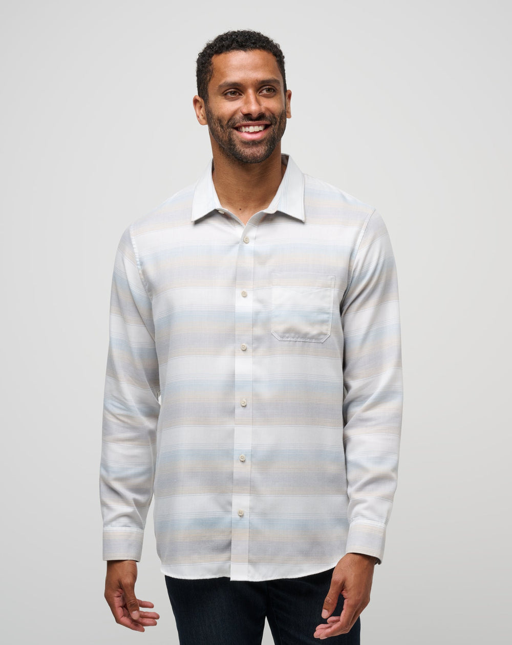 Cloud Flannel Stripe Button-Up - Travis Mathew