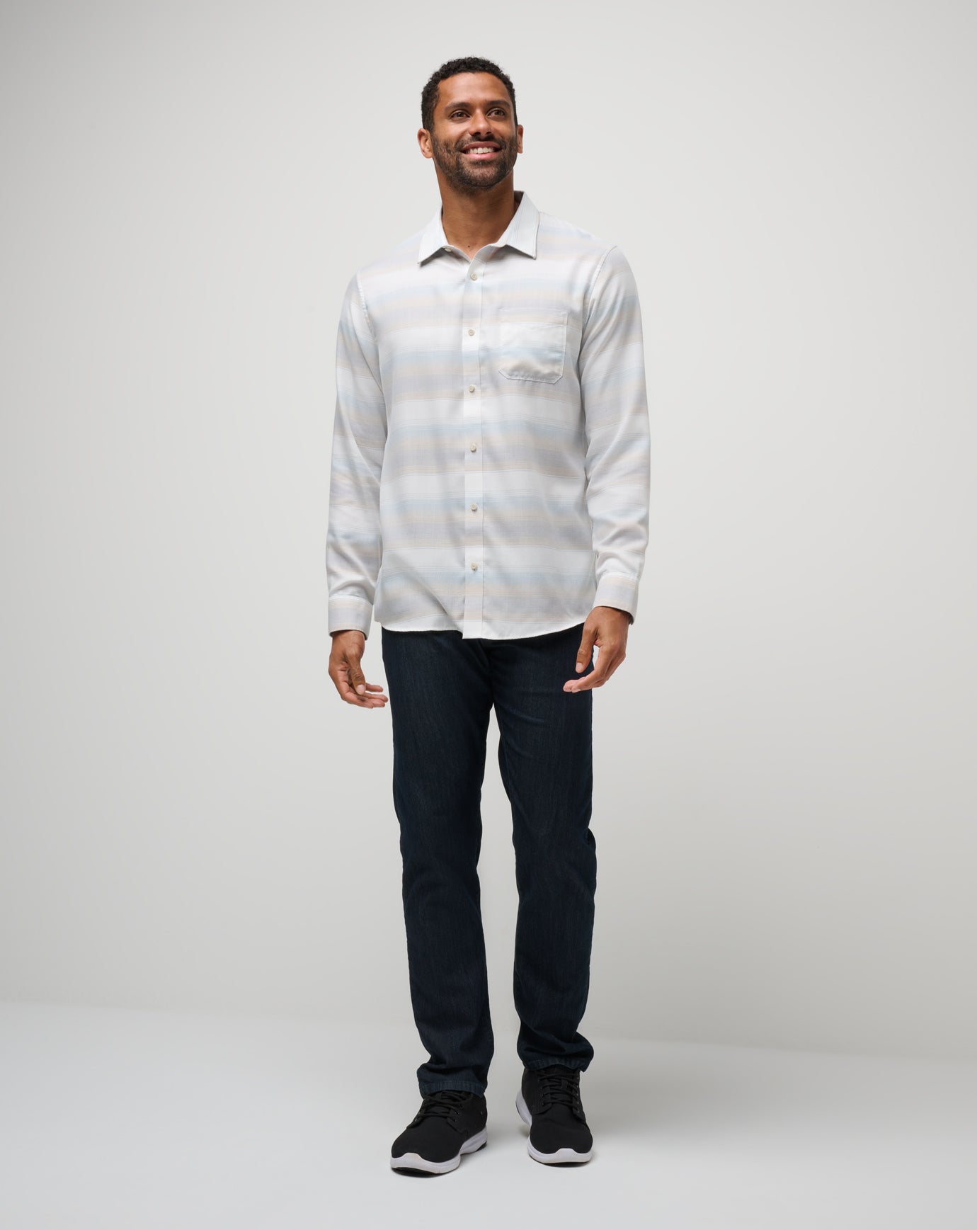 Cloud Flannel Stripe Button-Up - Travis Mathew