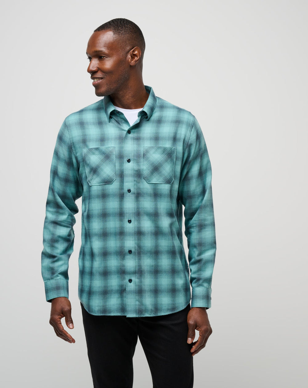 Cloud Flannel Plaid Button-Up - Travis Mathew