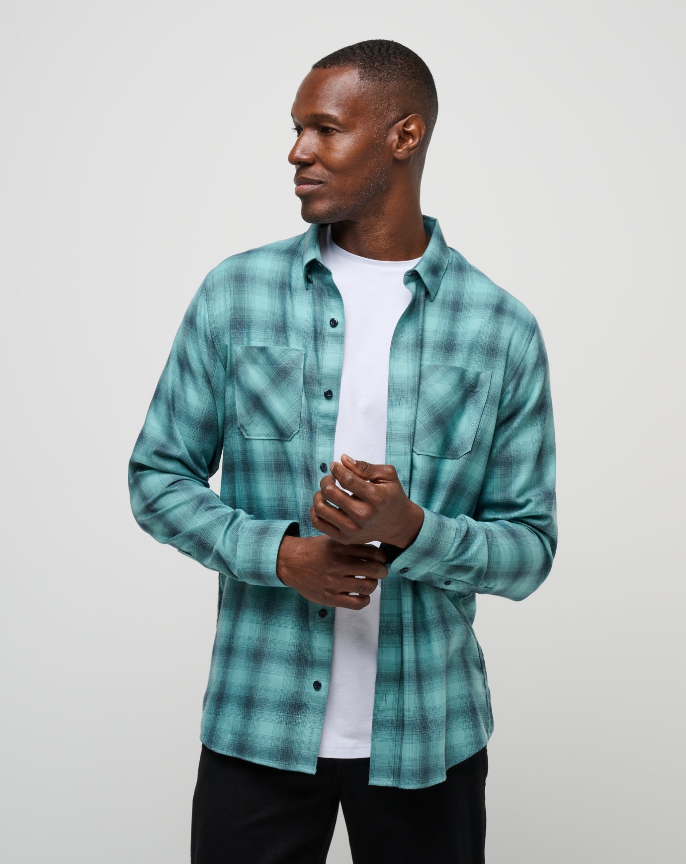 Cloud Flannel Plaid Button-Up - Travis Mathew