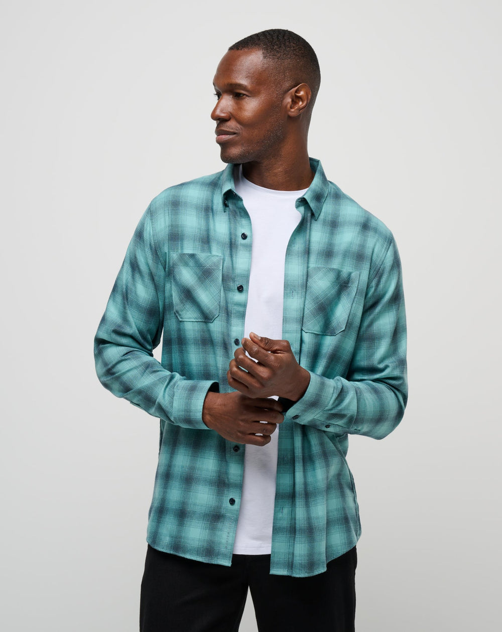 Cloud Flannel Plaid Button-Up - Travis Mathew