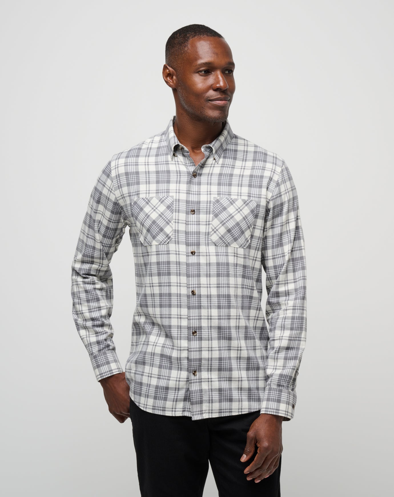 Cloud Flannel Plaid Button-Up - Travis Mathew
