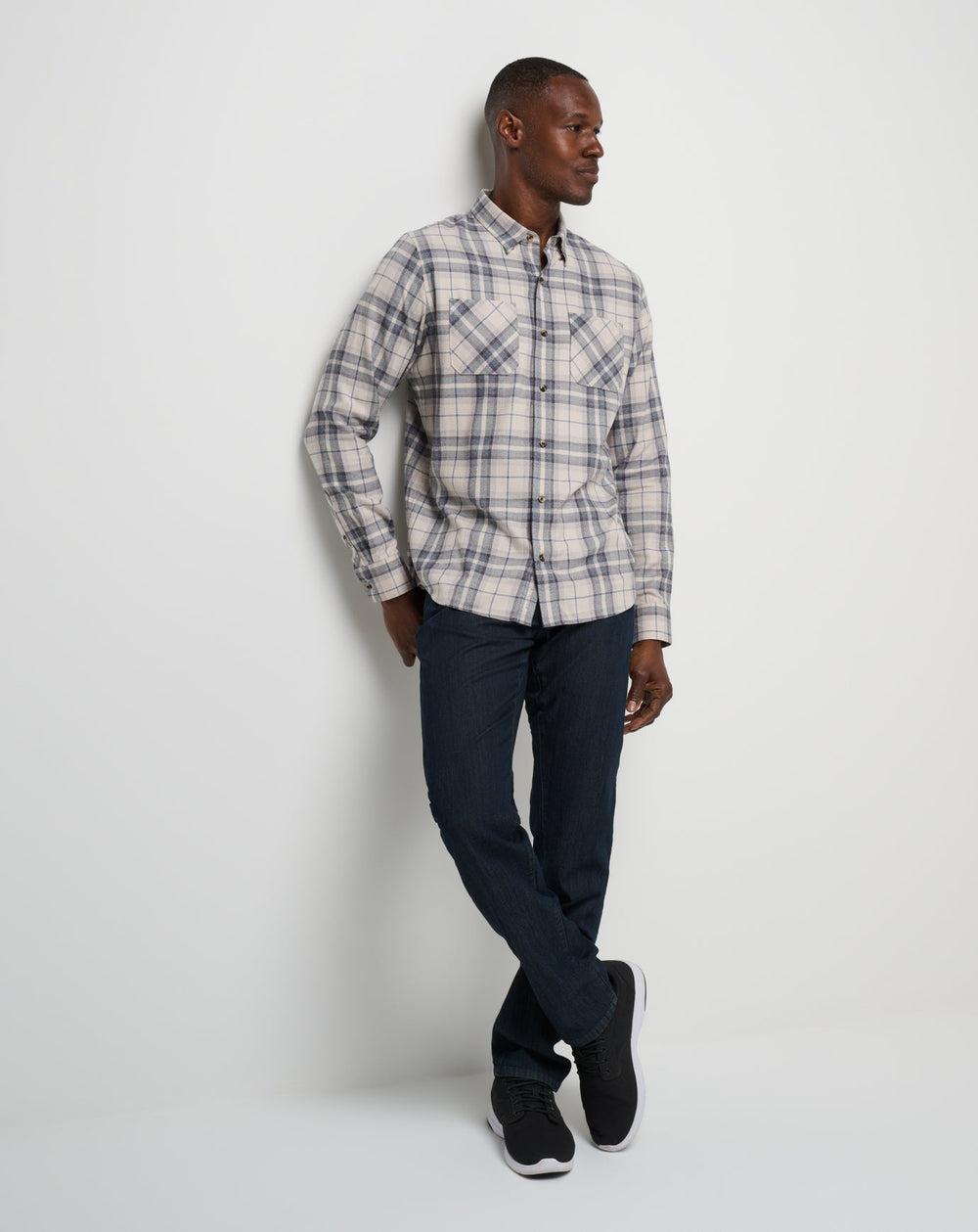 Cloud Flannel Plaid Button-Up - Travis Mathew